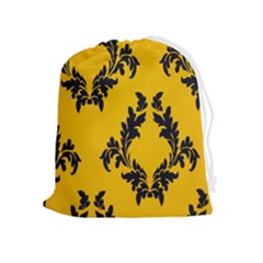 Yellow Regal Filagree Pattern Drawstring Pouch (xl) by Azkajaya