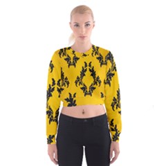 Yellow Regal Filagree Pattern Cropped Sweatshirt