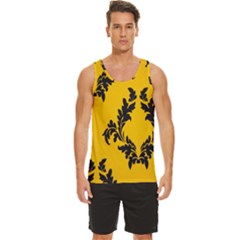 Yellow Regal Filagree Pattern Men s Wide Collar Tank Top by Azkajaya