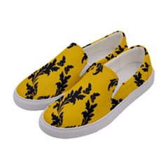 Yellow Regal Filagree Pattern Women s Canvas Slip Ons by Azkajaya