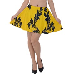 Yellow Regal Filagree Pattern Velvet Skater Skirt