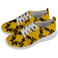 Yellow Regal Filagree Pattern Men s Lightweight Sports Shoes by Azkajaya