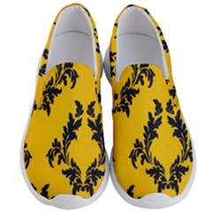 Yellow Regal Filagree Pattern Men s Lightweight Slip Ons by Azkajaya