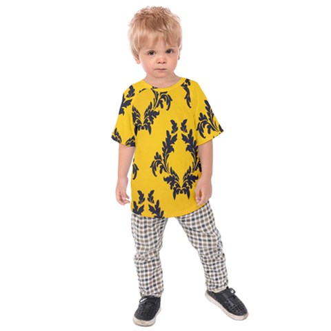 Yellow Regal Filagree Pattern Kids  Raglan T-shirt by Azkajaya