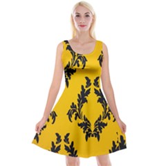 Yellow Regal Filagree Pattern Reversible Velvet Sleeveless Dress