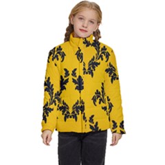 Yellow Regal Filagree Pattern Kids  Puffer Bubble Jacket Coat