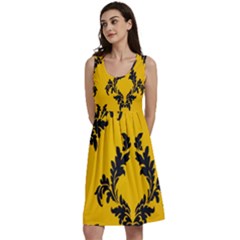 Yellow Regal Filagree Pattern Classic Skater Dress by Azkajaya