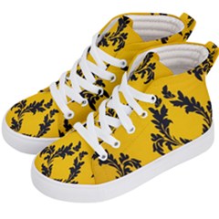 Yellow Regal Filagree Pattern Kids  Hi-top Skate Sneakers by Azkajaya