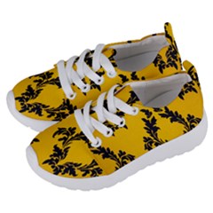 Yellow Regal Filagree Pattern Kids  Lightweight Sports Shoes by Azkajaya