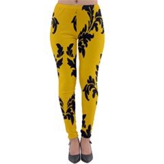 Yellow Regal Filagree Pattern Lightweight Velour Leggings by Azkajaya