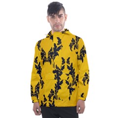 Yellow Regal Filagree Pattern Men s Front Pocket Pullover Windbreaker