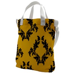 Yellow Regal Filagree Pattern Canvas Messenger Bag by Azkajaya