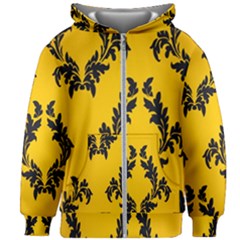 Yellow Regal Filagree Pattern Kids  Zipper Hoodie Without Drawstring