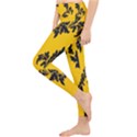 Yellow Regal Filagree Pattern Lightweight Velour Classic Yoga Leggings View3