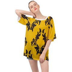 Yellow Regal Filagree Pattern Oversized Chiffon Top