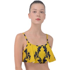 Yellow Regal Filagree Pattern Frill Bikini Top by Azkajaya