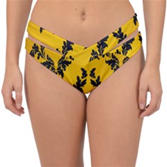 Yellow Regal Filagree Pattern Double Strap Halter Bikini Bottoms by Azkajaya