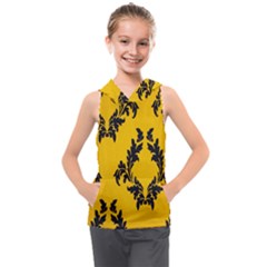 Yellow Regal Filagree Pattern Kids  Sleeveless Hoodie by Azkajaya