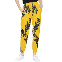 Yellow Regal Filagree Pattern Women s Tapered Pants by Azkajaya