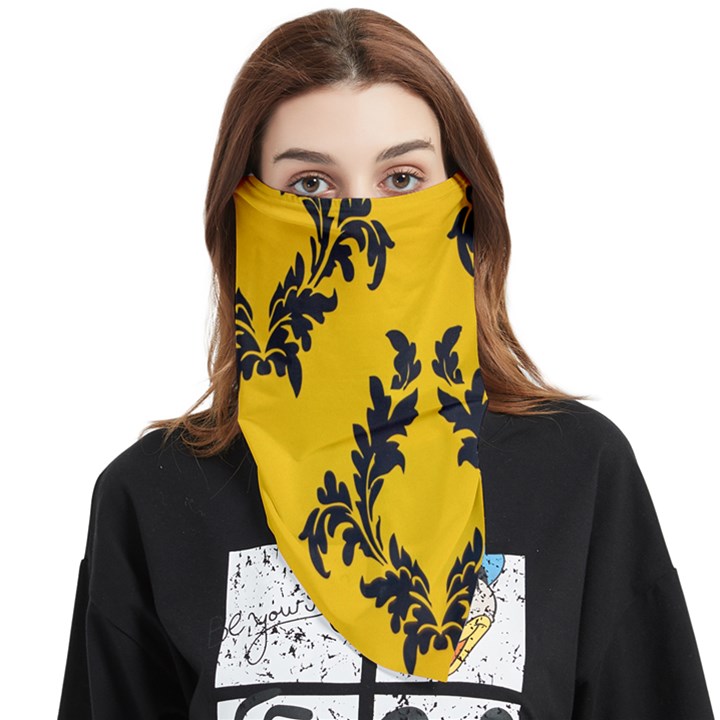 Yellow Regal Filagree Pattern Face Covering Bandana (Triangle)