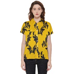 Yellow Regal Filagree Pattern Short Sleeve Pocket Shirt by Azkajaya