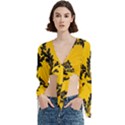 Yellow Regal Filagree Pattern Trumpet Sleeve Cropped Top View1