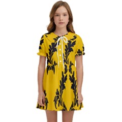 Yellow Regal Filagree Pattern Kids  Sweet Collar Dress by Azkajaya