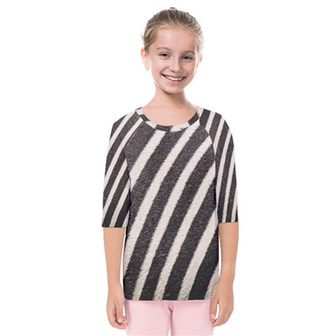 Zebra Zebra Pattern Zebra Fur Zebra Print Strip Kids  Quarter Sleeve Raglan T-shirt by Azkajaya