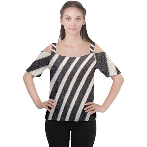 Zebra Zebra Pattern Zebra Fur Zebra Print Strip Cutout Shoulder T-shirt by Azkajaya