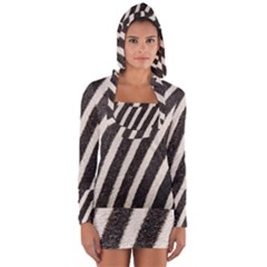 Zebra Zebra Pattern Zebra Fur Zebra Print Strip Long Sleeve Hooded T-shirt by Azkajaya