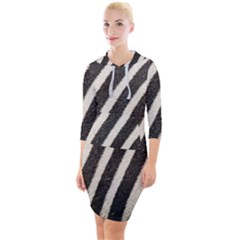 Zebra Zebra Pattern Zebra Fur Zebra Print Strip Quarter Sleeve Hood Bodycon Dress by Azkajaya