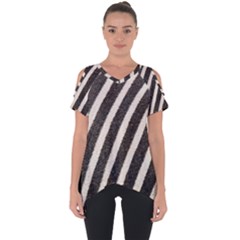 Zebra Zebra Pattern Zebra Fur Zebra Print Strip Cut Out Side Drop T-shirt by Azkajaya