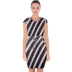 Zebra Zebra Pattern Zebra Fur Zebra Print Strip Capsleeve Drawstring Dress  by Azkajaya