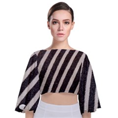 Zebra Zebra Pattern Zebra Fur Zebra Print Strip Tie Back Butterfly Sleeve Chiffon Top by Azkajaya