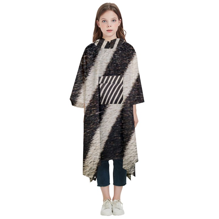 Zebra Zebra Pattern Zebra Fur Zebra Print Strip Kids  Hooded Rain Ponchos