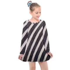 Zebra Zebra Pattern Zebra Fur Zebra Print Strip Kids  Long Sleeve Dress by Azkajaya