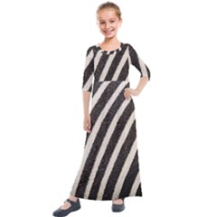 Zebra Zebra Pattern Zebra Fur Zebra Print Strip Kids  Quarter Sleeve Maxi Dress by Azkajaya