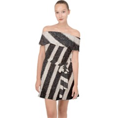 Zebra Zebra Pattern Zebra Fur Zebra Print Strip Off Shoulder Chiffon Dress by Azkajaya