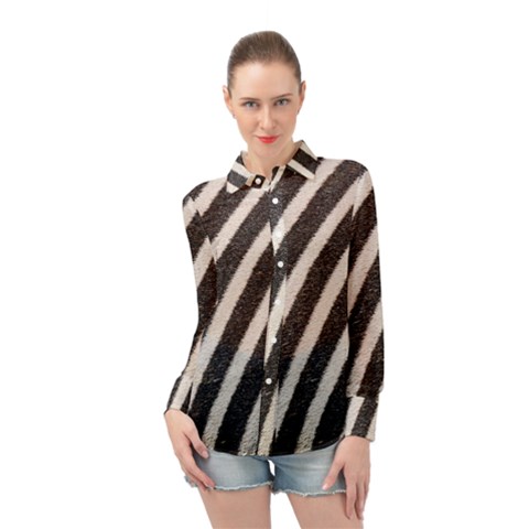 Zebra Zebra Pattern Zebra Fur Zebra Print Strip Long Sleeve Chiffon Shirt by Azkajaya