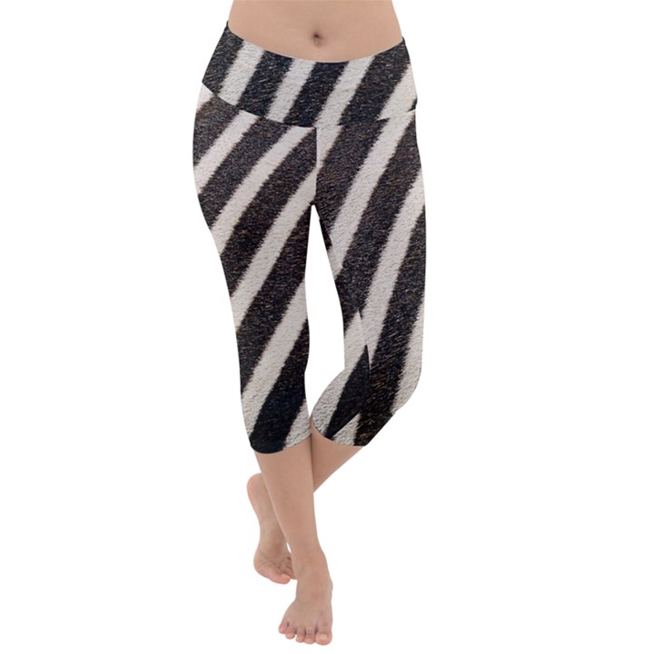 Zebra Zebra Pattern Zebra Fur Zebra Print Strip Lightweight Velour Capri Yoga Leggings