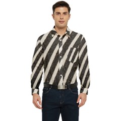 Zebra Zebra Pattern Zebra Fur Zebra Print Strip Men s Long Sleeve Pocket Shirt  by Azkajaya