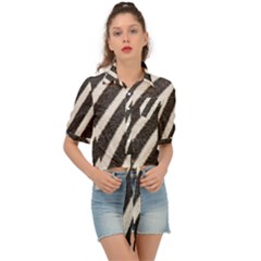 Zebra Zebra Pattern Zebra Fur Zebra Print Strip Tie Front Shirt  by Azkajaya