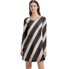 Zebra Zebra Pattern Zebra Fur Zebra Print Strip Long Sleeve Velour Skater Dress by Azkajaya