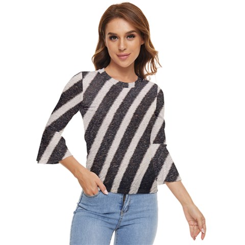 Zebra Zebra Pattern Zebra Fur Zebra Print Strip Bell Sleeve Top by Azkajaya