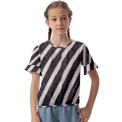 Zebra Zebra Pattern Zebra Fur Zebra Print Strip Kids  Cuff Sleeve Scrunch Bottom T-shirt by Azkajaya