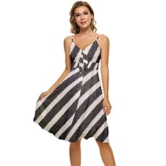 Zebra Zebra Pattern Zebra Fur Zebra Print Strip Sleeveless Tie Front Chiffon Dress by Azkajaya