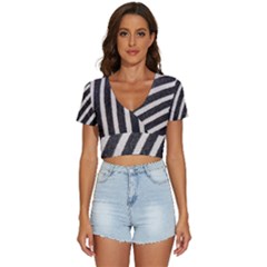 Zebra Zebra Pattern Zebra Fur Zebra Print Strip V-neck Crop Top by Azkajaya