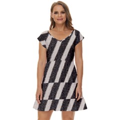 Zebra Zebra Pattern Zebra Fur Zebra Print Strip Short Sleeve Tiered Mini Dress