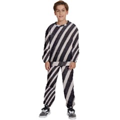 Zebra Zebra Pattern Zebra Fur Zebra Print Strip Kids  Sweatshirt Set by Azkajaya