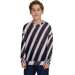 Zebra Zebra Pattern Zebra Fur Zebra Print Strip Kids  Crewneck Sweatshirt